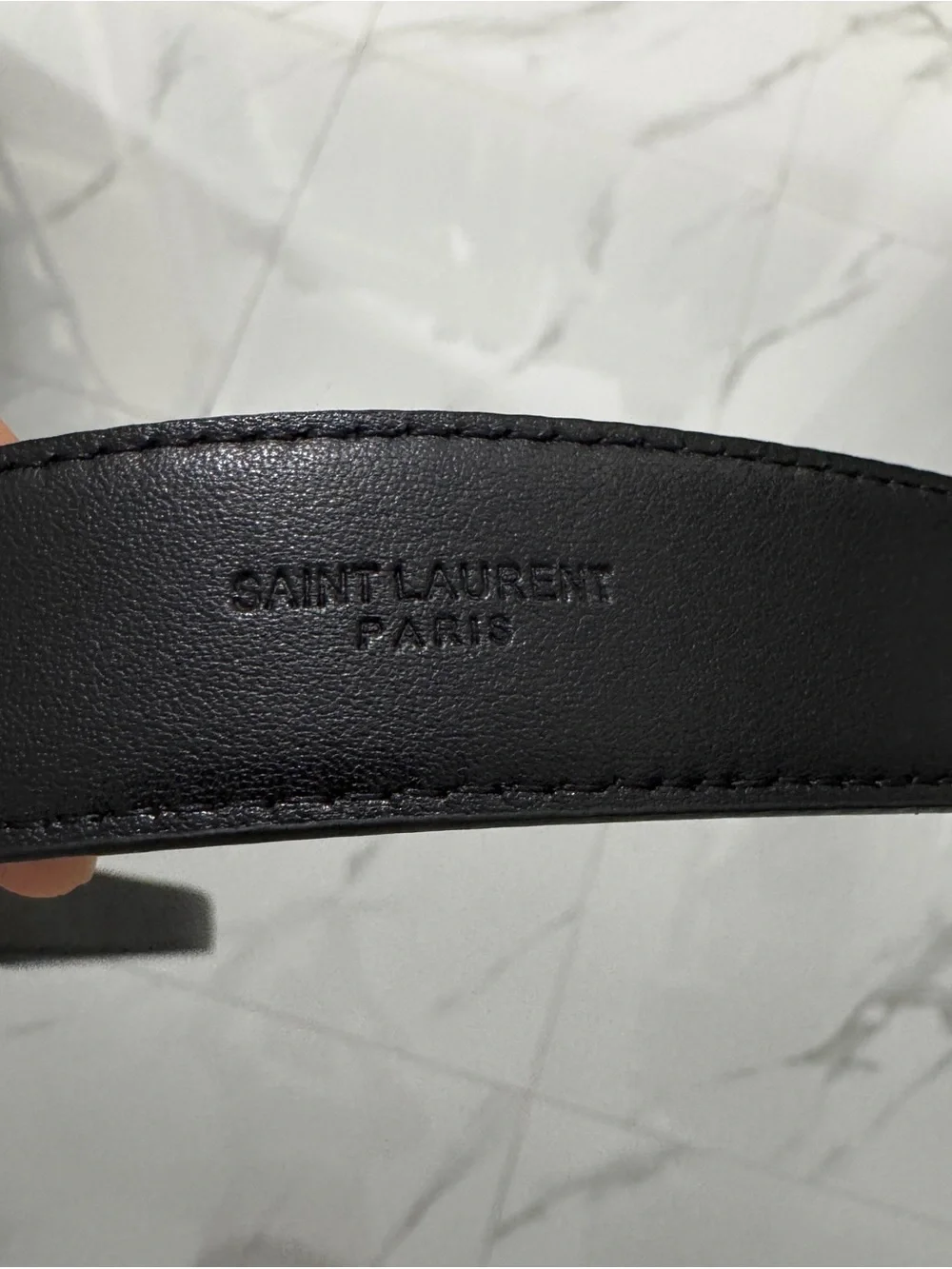 Black Leather Belt with Gold YSL Buckle - Picture 4 of 4